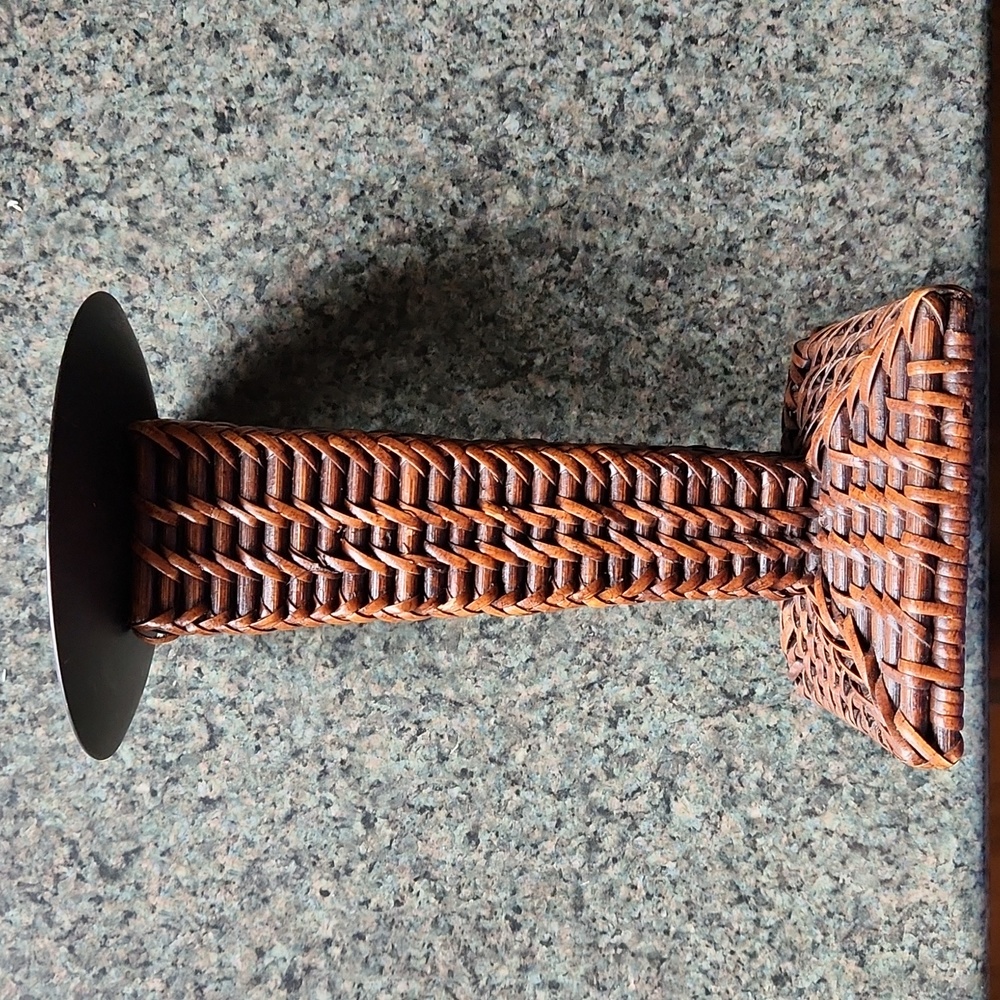 Brown Rattan / Wicker Candle Holder